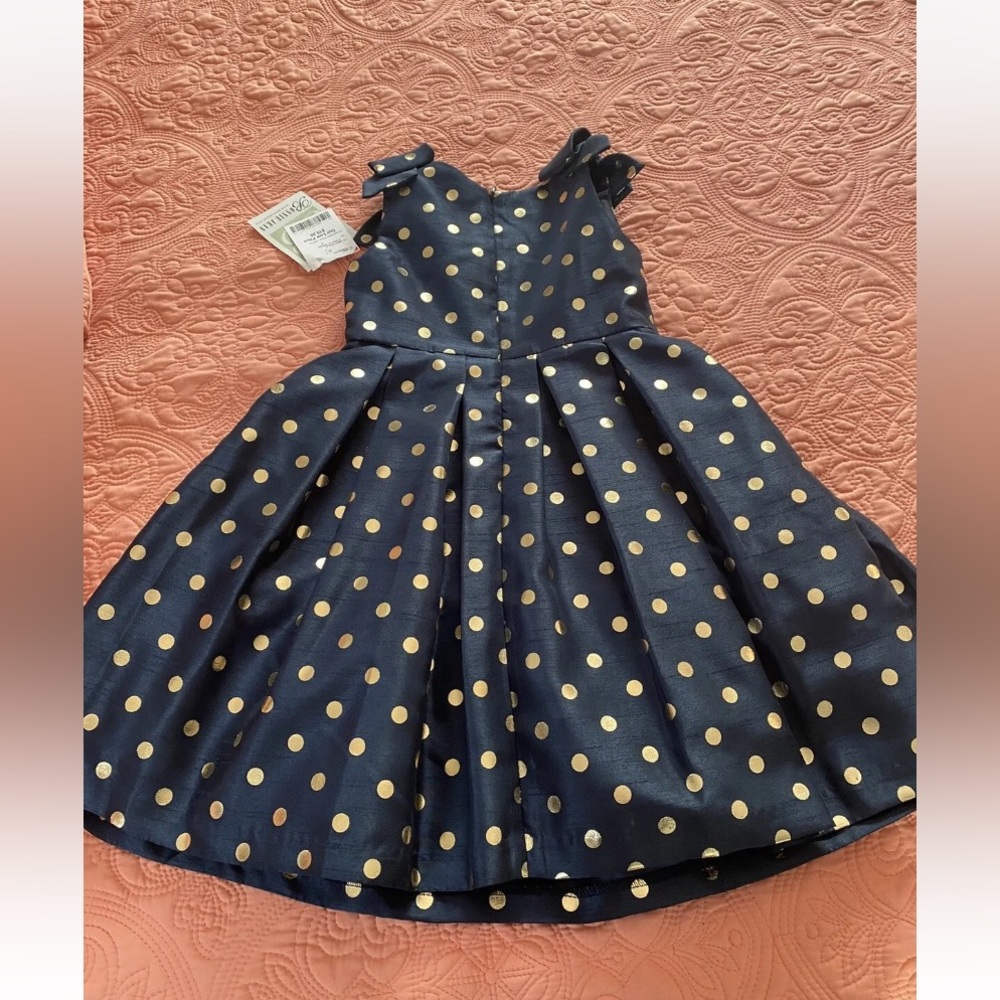 NWT Girls Bonnie Jean Holiday Dress in Navy
